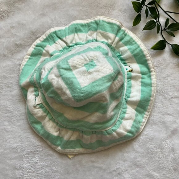 Baby Sun Hat 3-12M | Summer White Fruit Stripe Reversible GUC - Picture 8 of 11